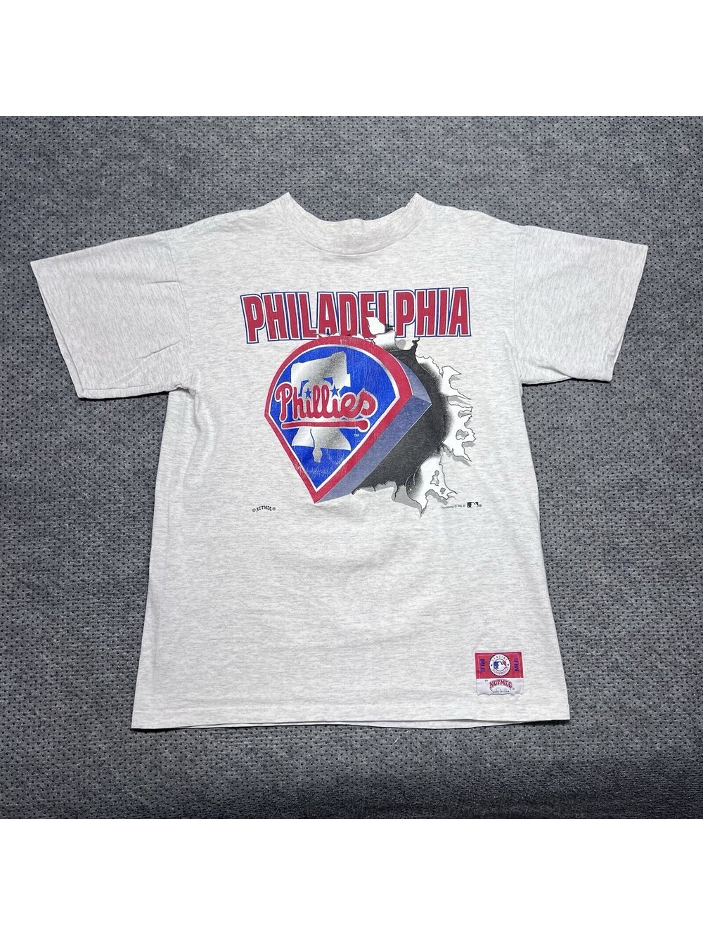 Vintage 90S Nutmeg Philadelphia Phillies Breakthrough T-Shirt Small RARE MENS